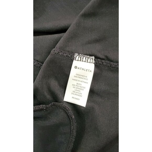 ATHLETA THUMBLOLE RUCHED SPACE DYE BLACK 1/4 ZIP LONG SLEEVE TOP SIZE L # 116 - Picture 6 of 6